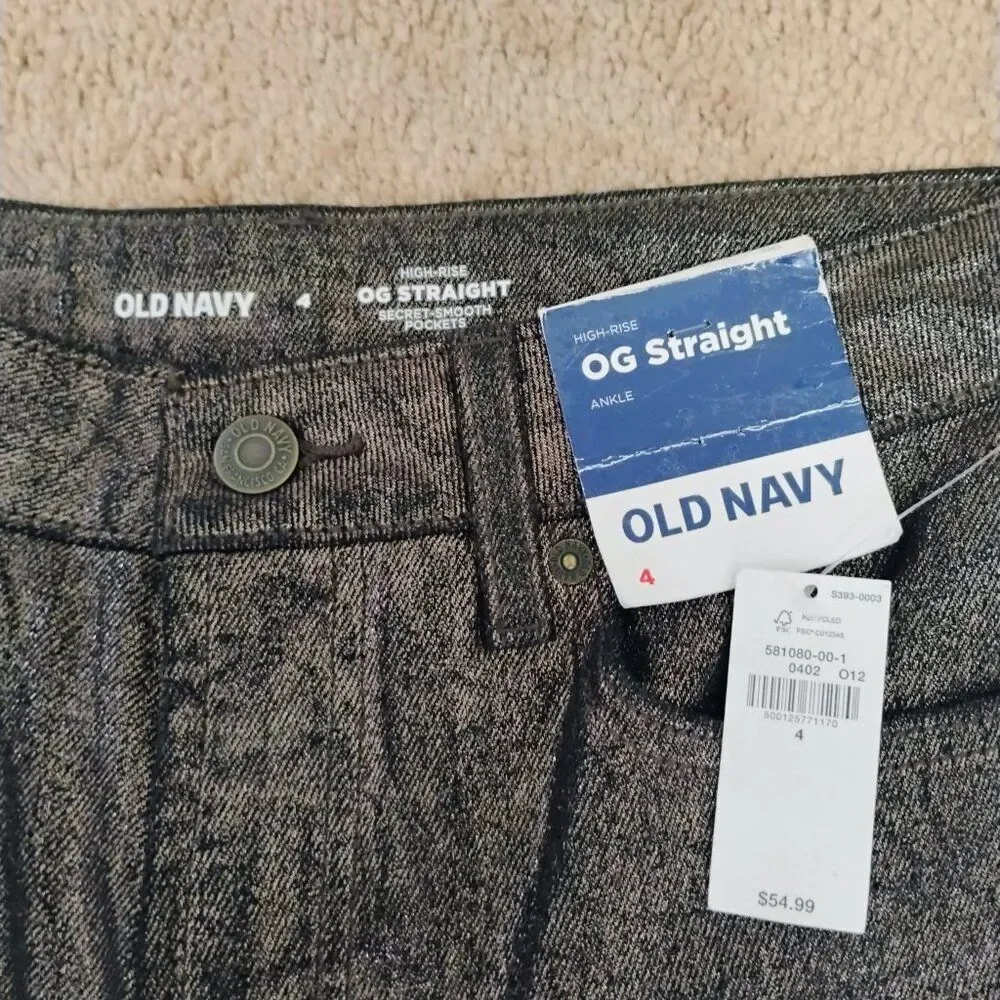 Old Navy Metallic Jeans Black Denim Metallic finish size 4 - Picture 4 of 8